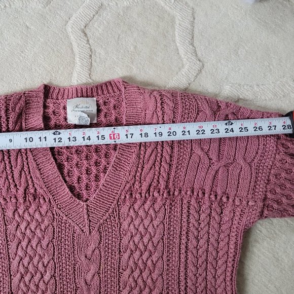 80s Vintage Express Handknit Mauve Rose Sweater - Picture 9 of 14